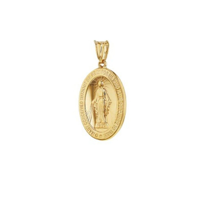 9ct Gold Extra Large Holy Mary Oval Reversible Medal Pendant