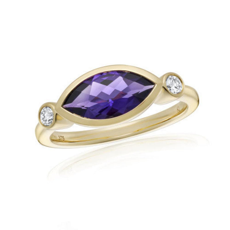 9ct Gold Diamond & Amethyst Ring