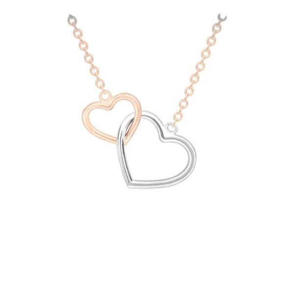 9ct 2-Colour Gold Interlocked Hearts Necklace