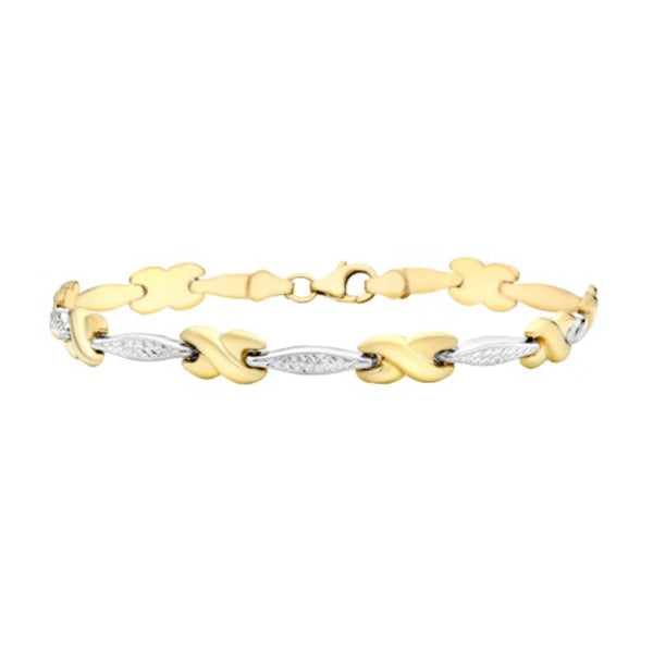 9ct Gold Two-Tone Diamond Cut Kiss Bracelet