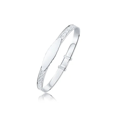 Sterling Silver Claddagh Ring Oval Baby Bangle