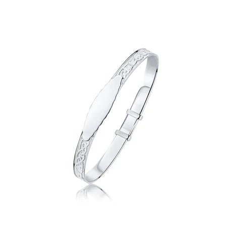 Sterling Silver Claddagh Oval Baby Bangle