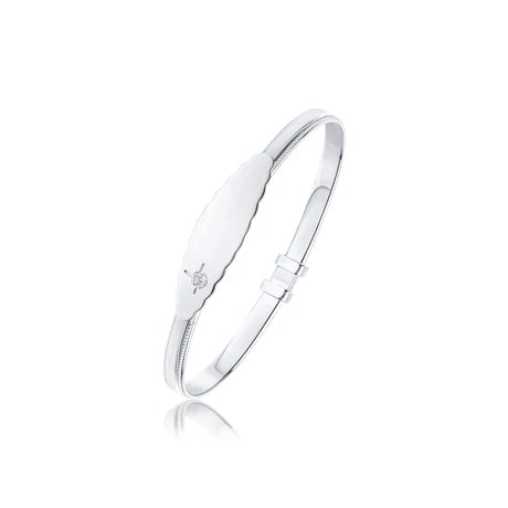 Sterling Silver Claddagh Cubic Zirconia Round Baby Bangle