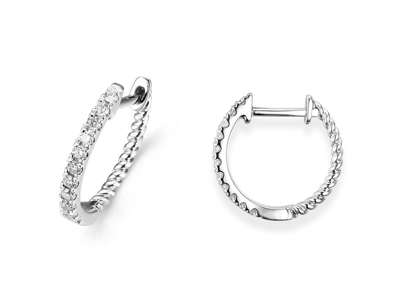 18ct White Gold Diamond Hoop Earrings
