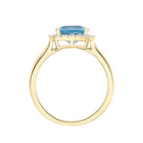 9ct Gold Cushion 0.74ct Aquamarine & 0.10ct Diamond Ring