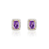 9ct Gold Diamond & Amethyst Stud Earrings