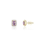 9ct Gold Diamond & Amethyst Stud Earrings