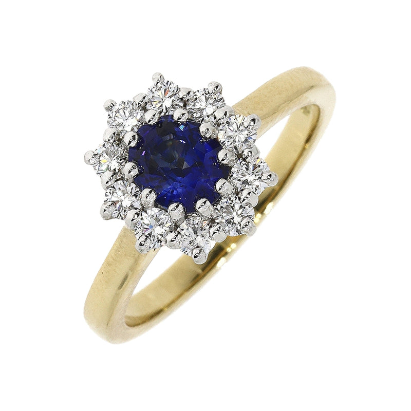 18ct Gold Diamond & Sapphire Cluster Ring