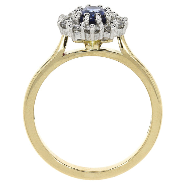 18ct Gold 1.19ct Sapphire & 0.72ct Diamond Cluster Ring