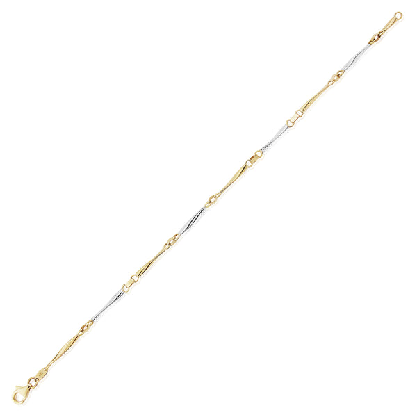 9ct Two Tone Gold 18.5cm Twist Bracelet