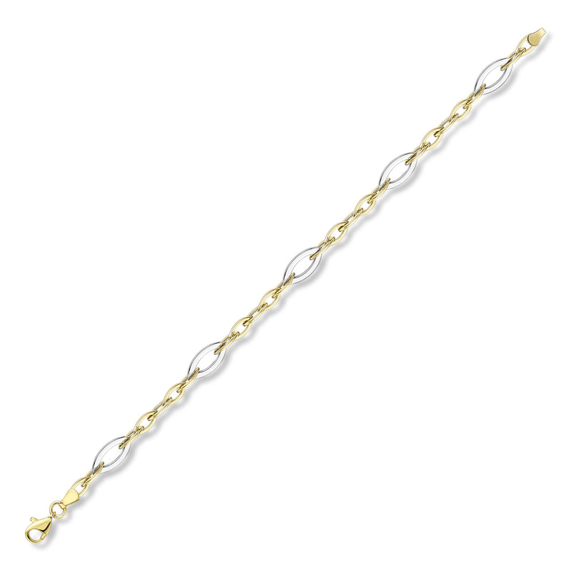 9ct Two Tone Gold Fancy Link Bracelet