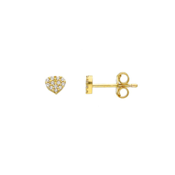 9ct Gold Cubic Zirconia Heart Stud Earrings