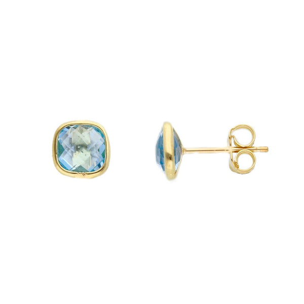 9ct Gold Blue Topaz Stud Earrings