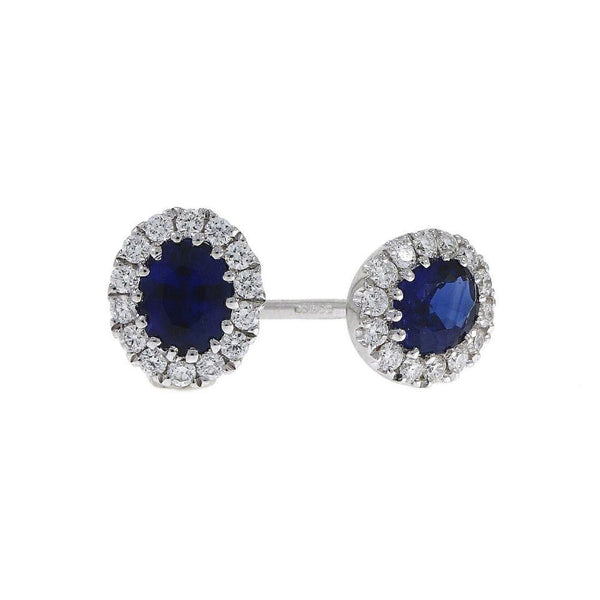 18ct White Gold Sapphire and Diamond Cluster Earrings 
