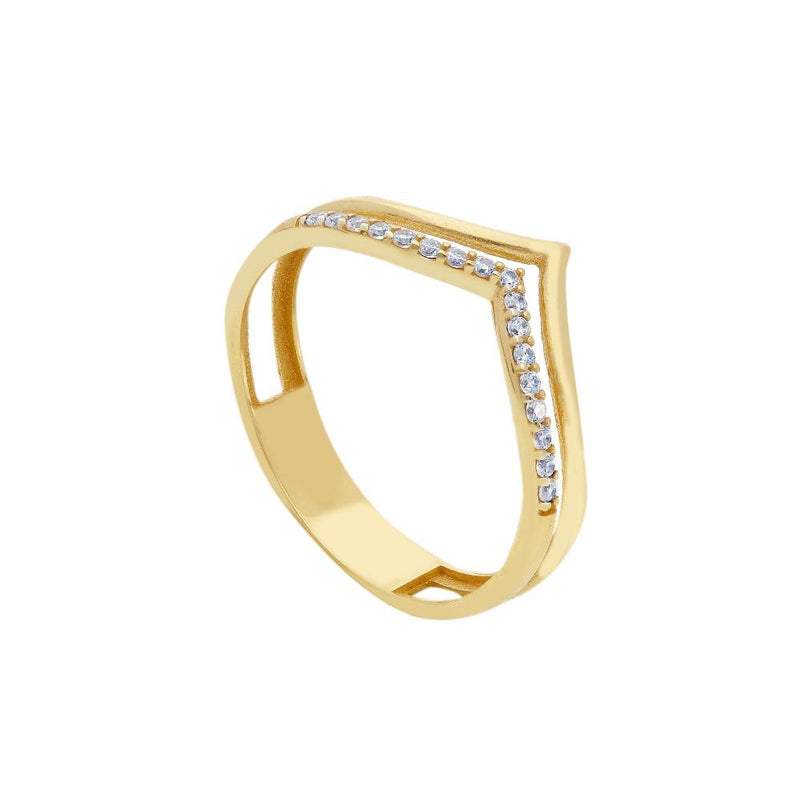 9ct Gold Cubic Zirconia Wishbone Ring