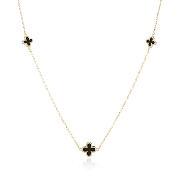 9ct Gold Onyx Petals Necklace
