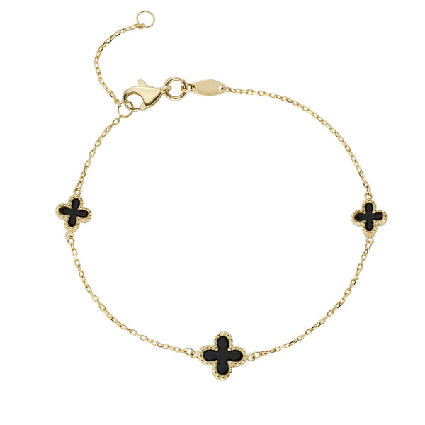 9ct Gold Onyx Petal Bracelet