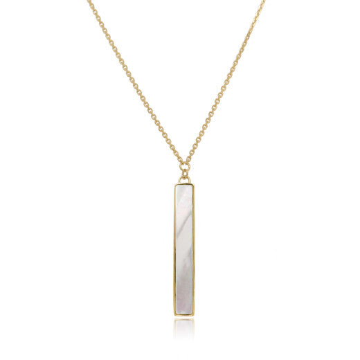 9ct Gold Mother of Pearl Rectangular Pendant Necklace