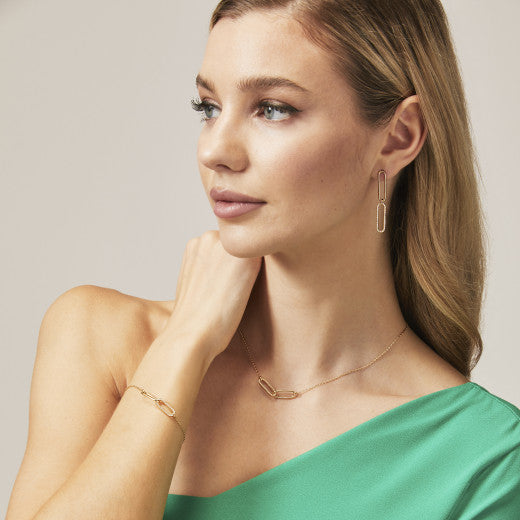 9ct Gold Double Link Cubic Zirconia Necklace