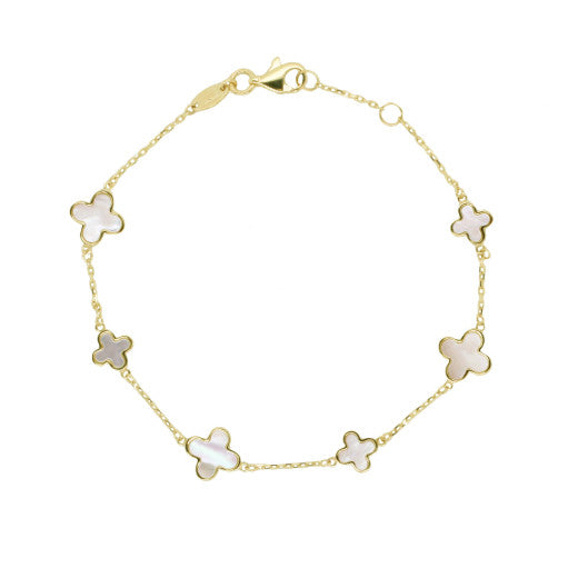 9ct Gold Mother of Pearl Flower Bracelet