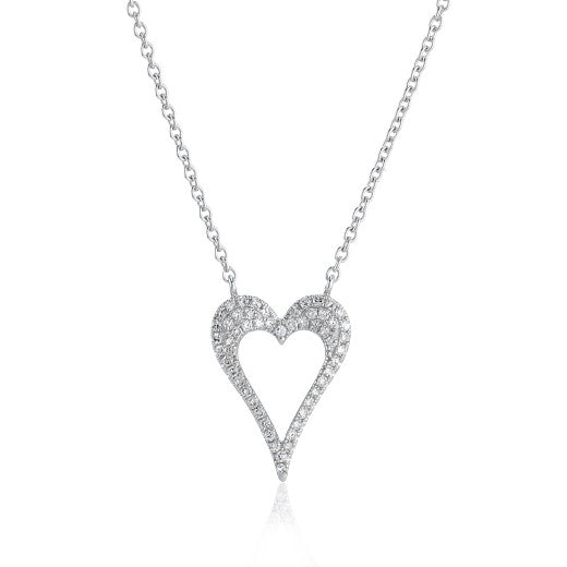 9ct White Gold 0.16ct Diamond Heart Necklace