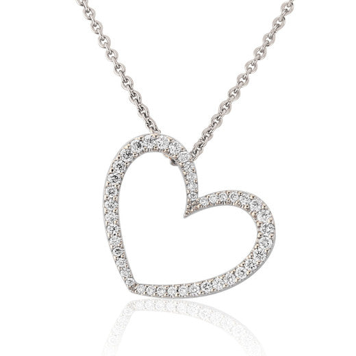 18ct White Gold 0.26ct Diamond Heart Necklace