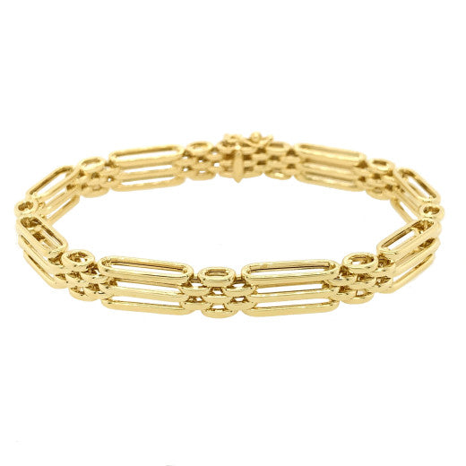9ct Gold Three Bar Gate 7" Bracelet