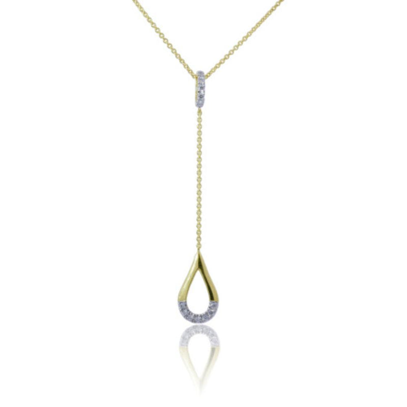 9ct Gold 0.08ct Diamond Tear Drop Pendant Necklace