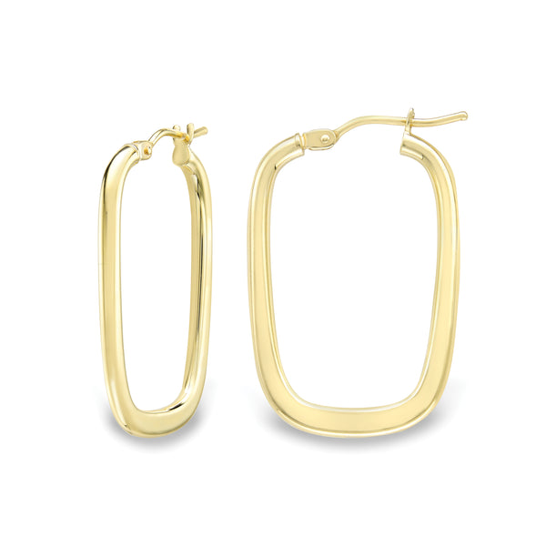 9ct Gold Round Tube Square Hoop Earrings