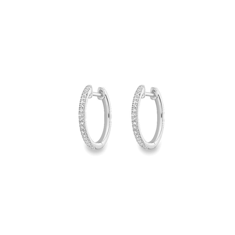 9ct White Gold Diamond Huggie Earrings