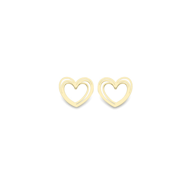 9ct Gold Open Heart Stud Earrings