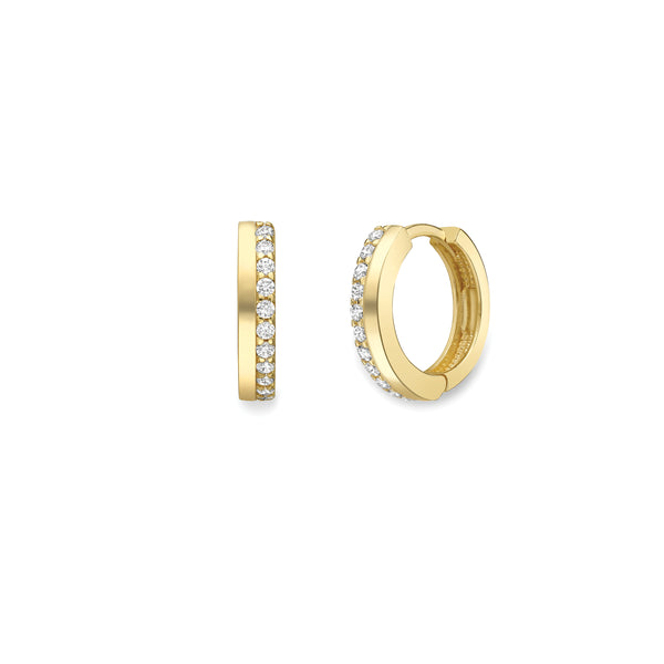 9ct Gold 10mm Cubic Zirconia Huggie Earrings
