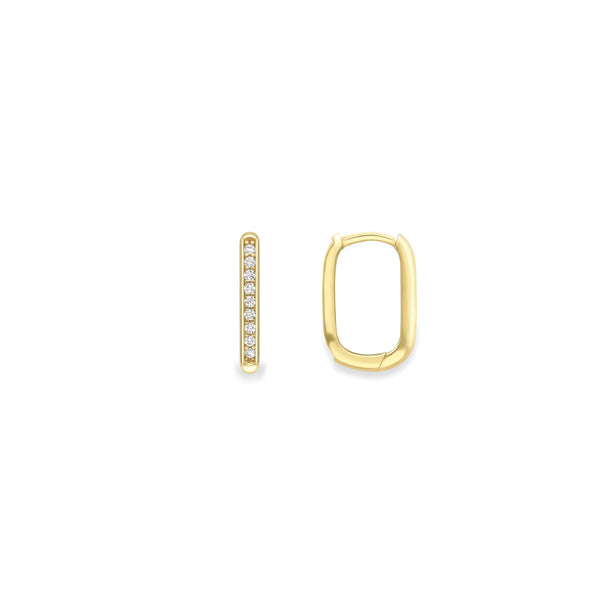 9ct Gold 7mm x 12mm Cubic Zirconia Huggie Earrings