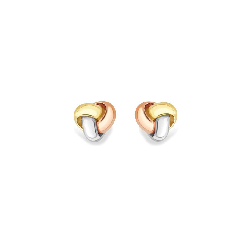 9ct Three Tone Gold Knot Earrings