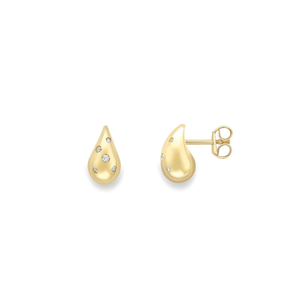 9ct Gold Diamond Tear Drop Earrings