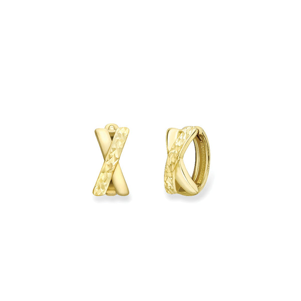 9ct Gold Crossover Huggie Earrings