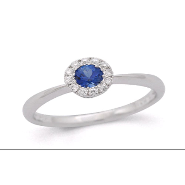 18ct White Gold Diamond and Round Ruby / Sapphire / Emerald Ring