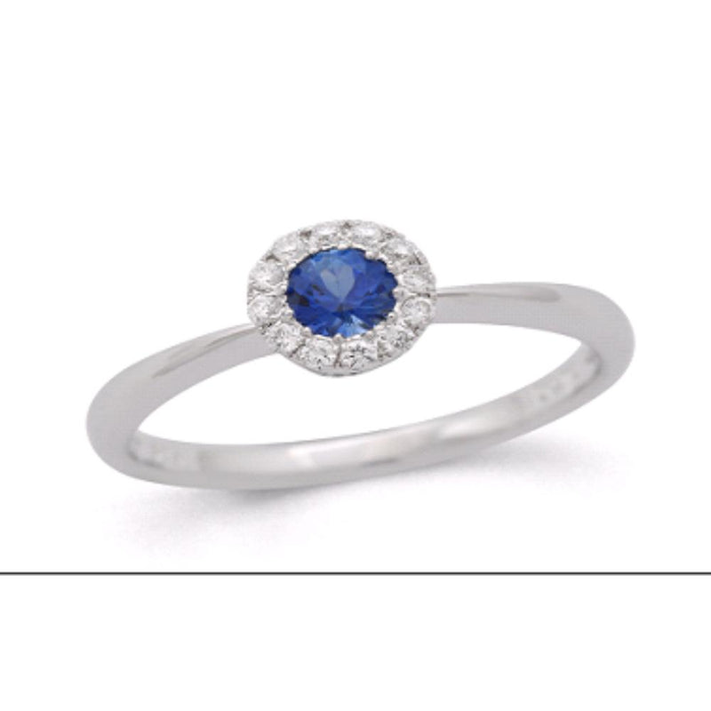 18ct White Gold Diamond and Round Ruby / Sapphire / Emerald Ring