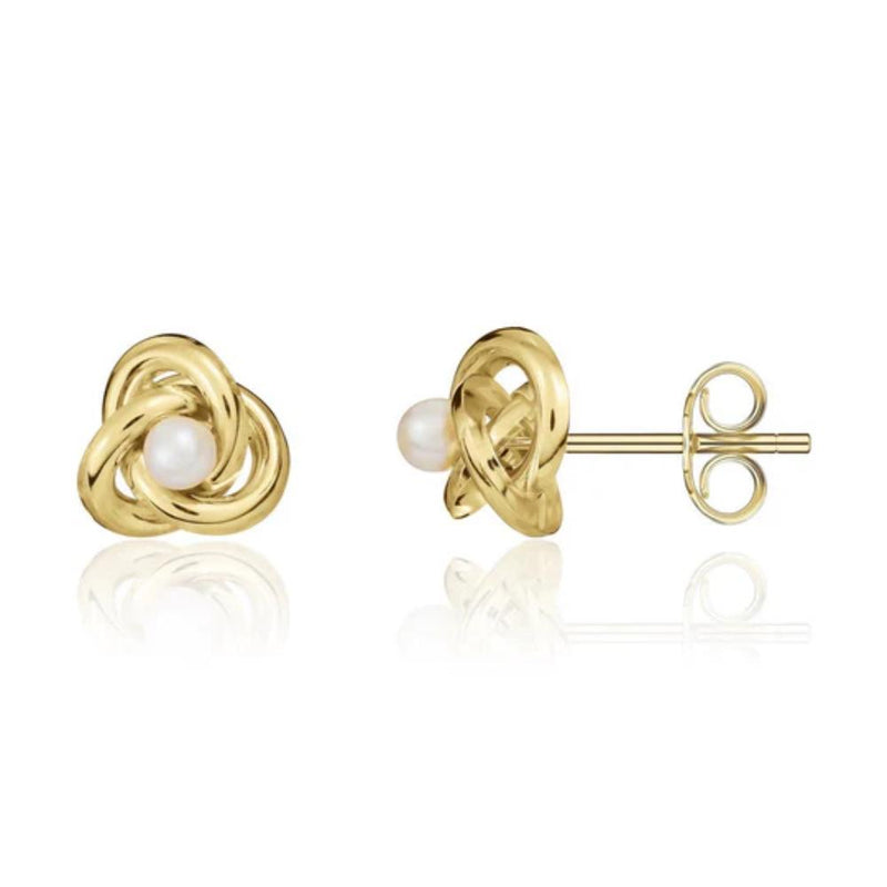 9ct Gold 4.5mm Cultured Freshwater Pearl Knot Stud Earrings