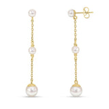 9ct Gold Cultured Freshwater Pearls Chain Drop Earrings