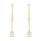 9ct Gold Cultured Freshwater Pearls Chain Drop Earrings
