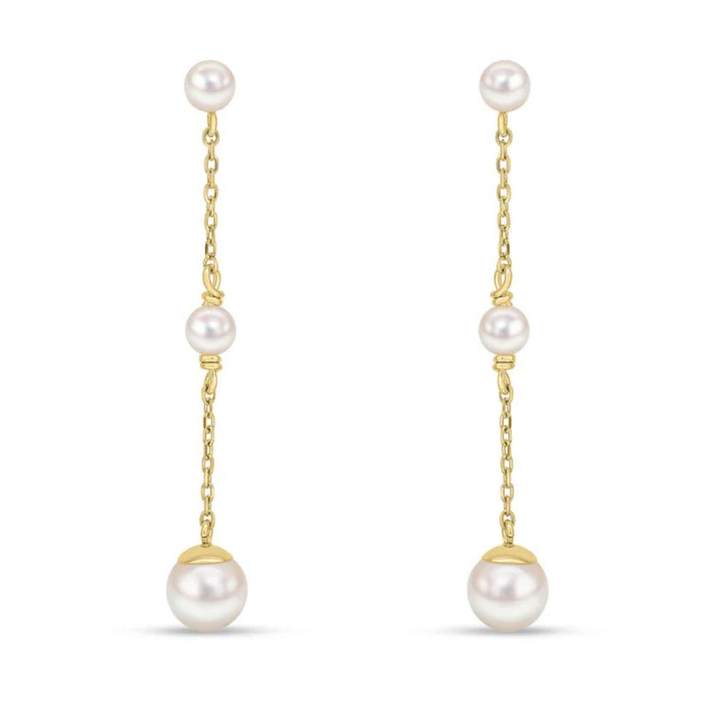 9ct Gold Cultured Freshwater Pearls Chain Drop Earrings