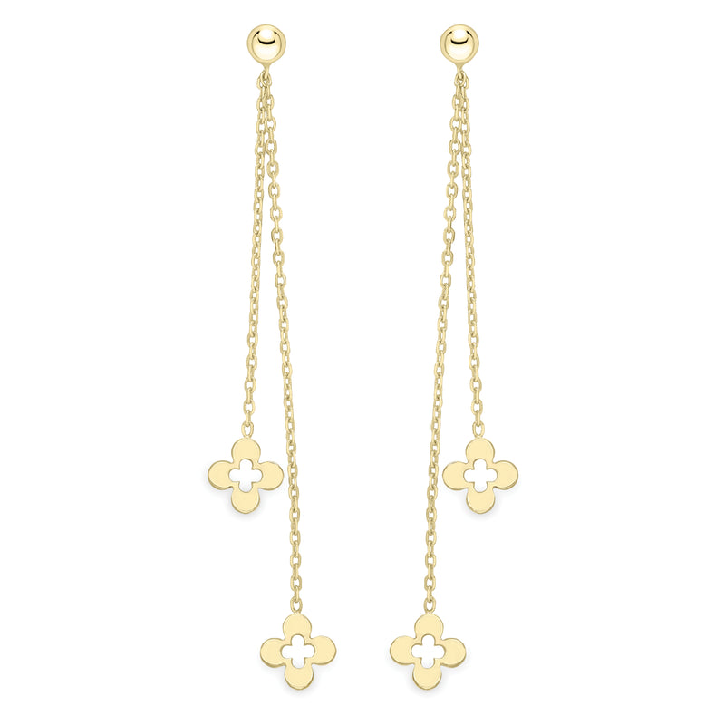 9ct Gold Quatrefoils Drop Earring