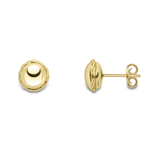 9ct Gold Rope Edge 8mm Stud Earrings