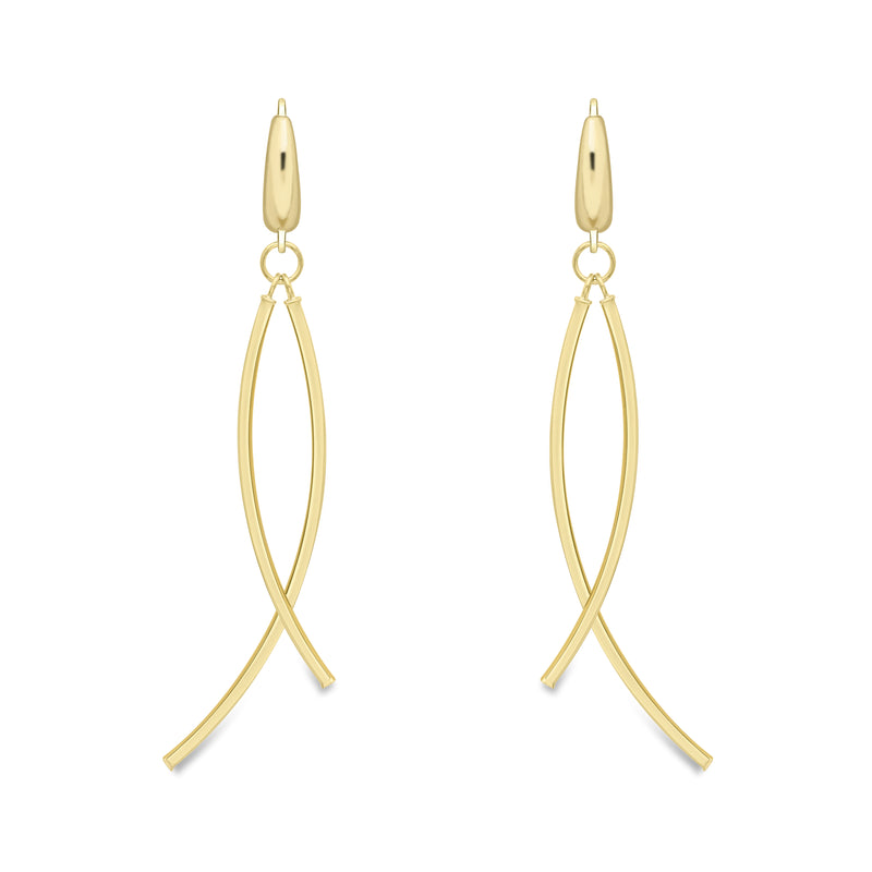 9ct Gold Square Bar Drop Earring