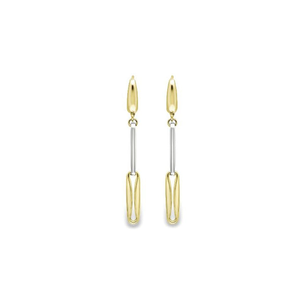 9ct 2 Tone Gold Drop Earrings