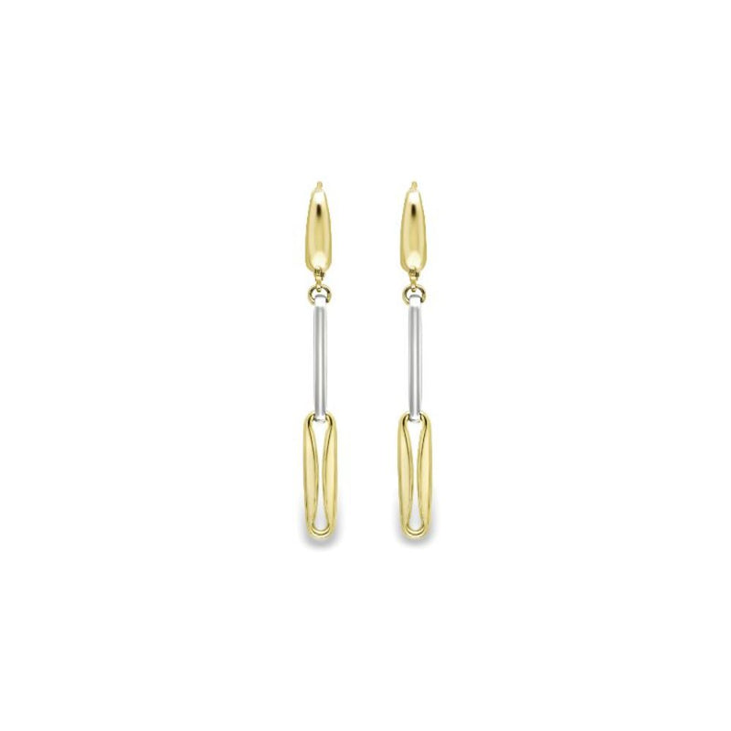 9ct 2 Tone Gold Drop Earrings