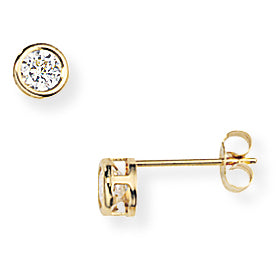 9ct Gold Round Cubic Zirconia Stud Earrings