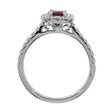 18ct White Gold Diamond & Ruby Rectangle Shape Cluster Ring