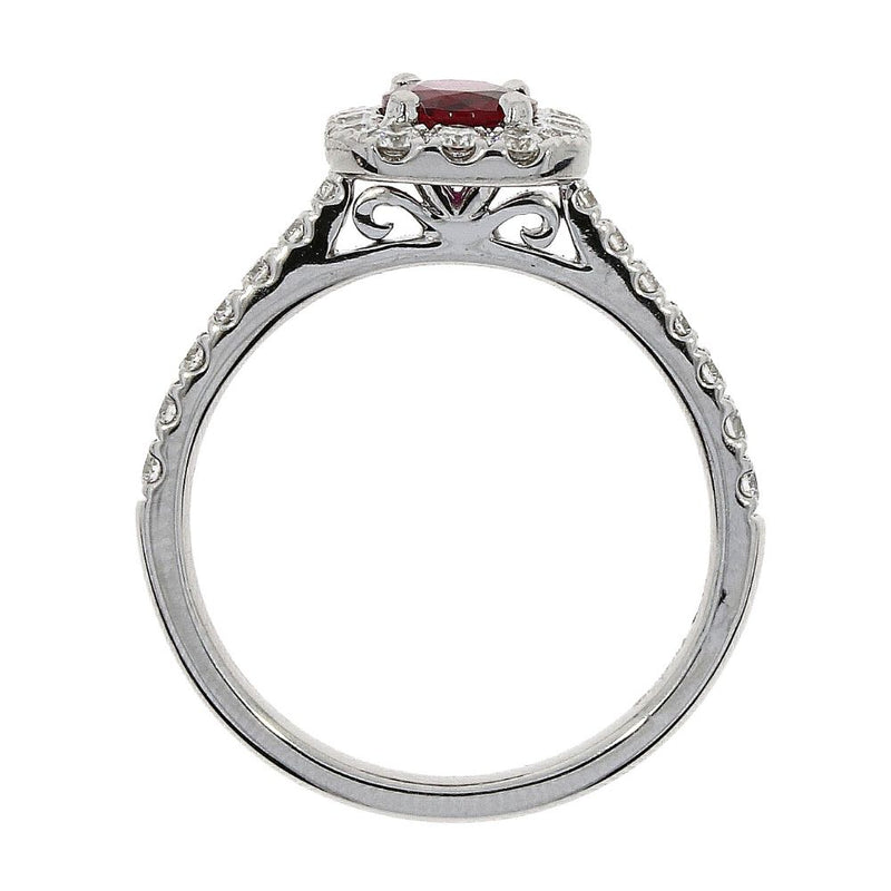 18ct White Gold 0.90ct Ruby and 0.53ct Diamond Rectangle Shape Cluster Ring